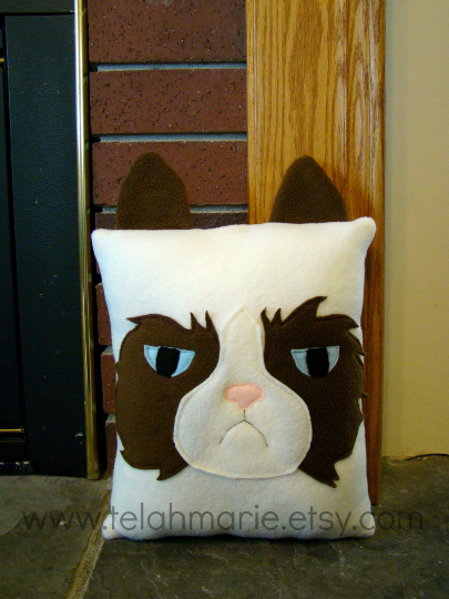 Grumpy Cat pillow, plush, cushion – Heart Felt Design